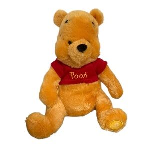 Vintage Disney Winnie the Pooh Plush Toy 12in Red Knit Sweater Stuffed Animal H2